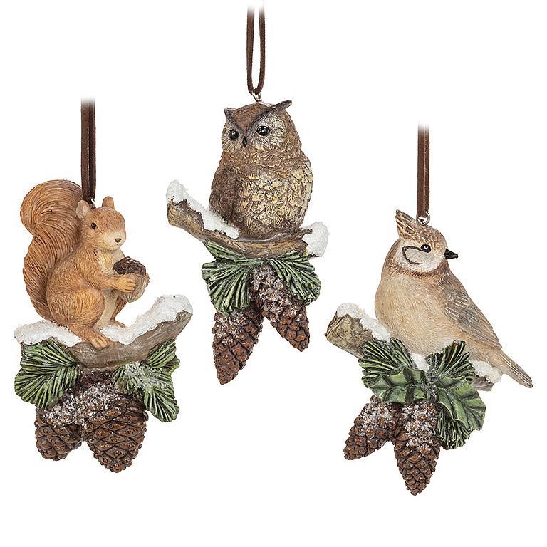Ornement sculpté hibou assis