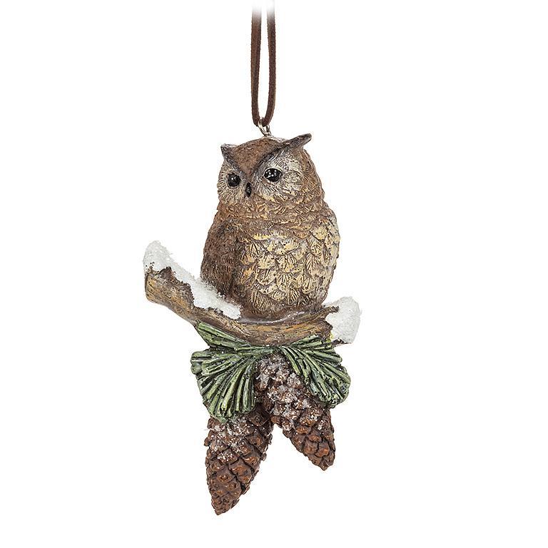 Ornement sculpté hibou assis