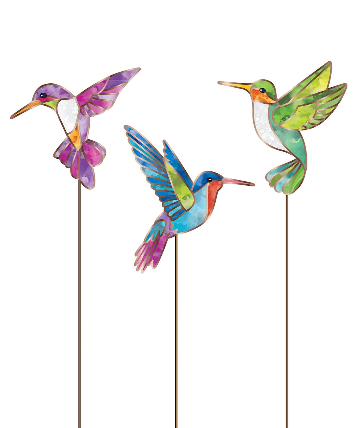 Glass Hummingbird Planter Picks