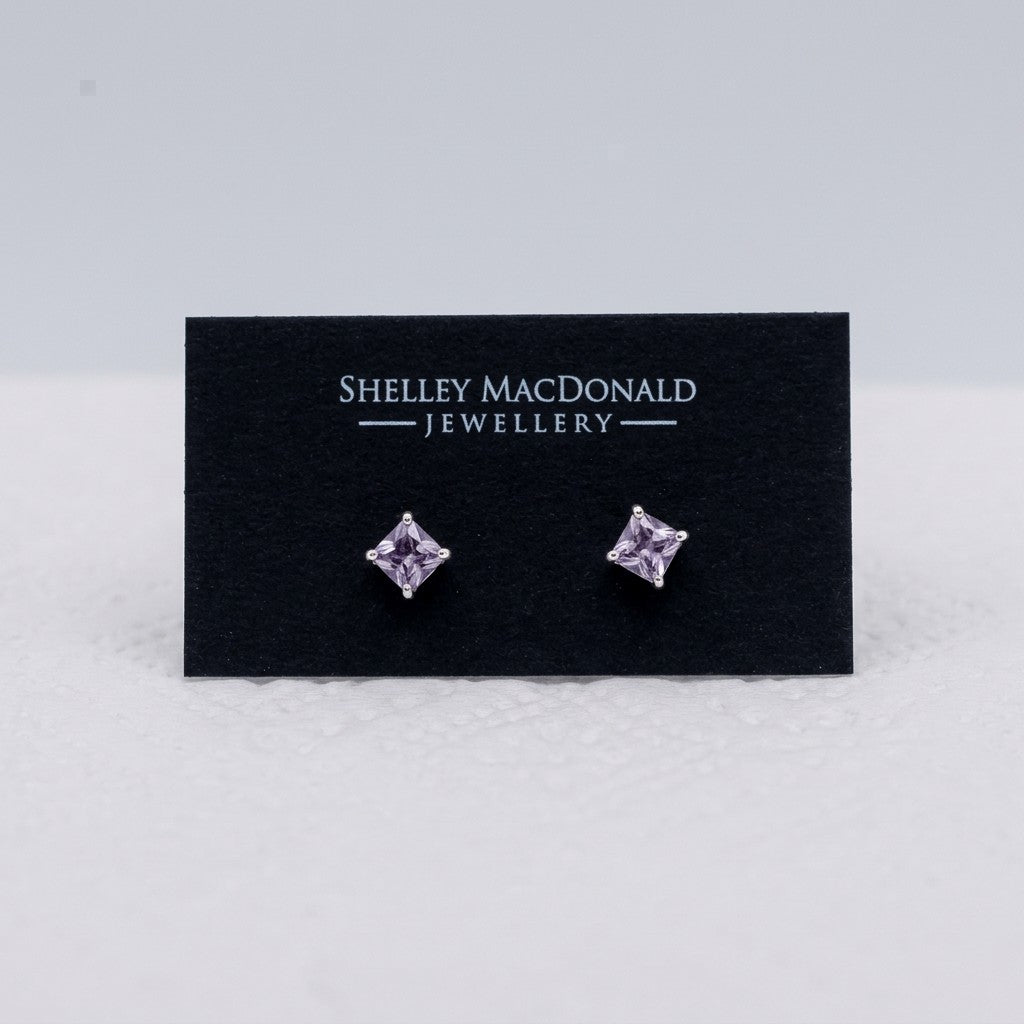 Gemstone Square Stud Earrings