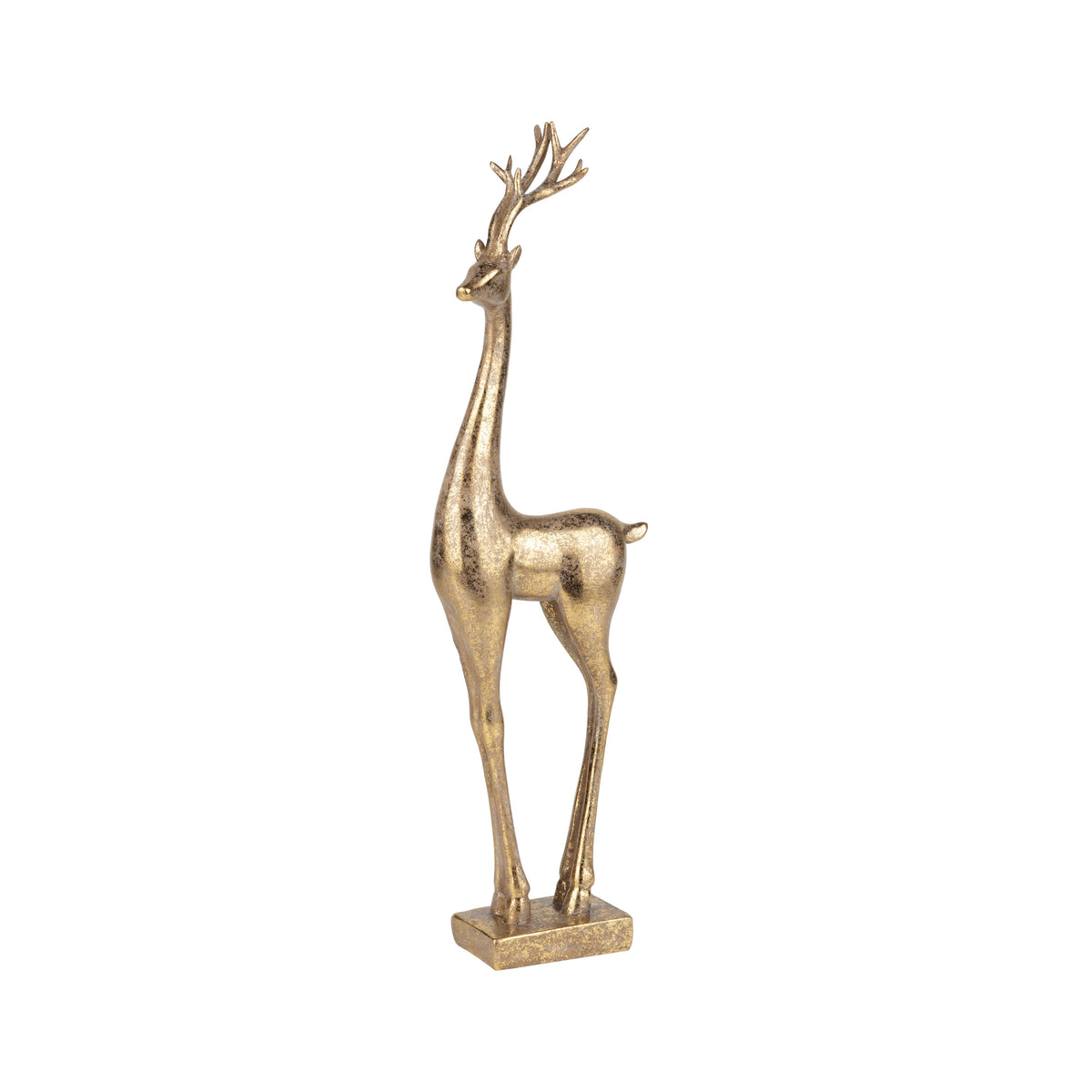 Antique Gold Finish Resin Reindeer Table Piece