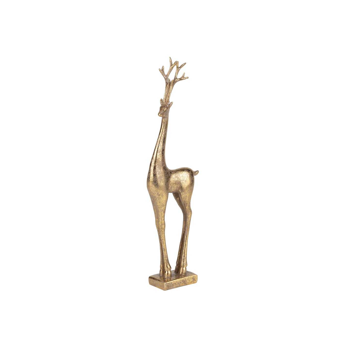 Antique Gold Finish Resin Reindeer Table Piece