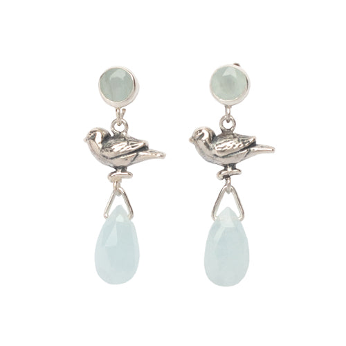 Aquamarine Sky Bird Earrings