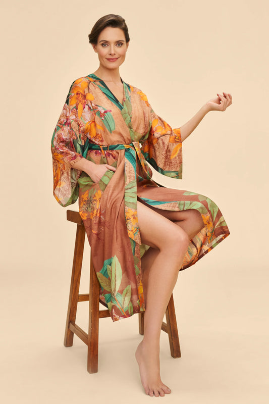 Botany Bliss in Taupe Kimono Gown