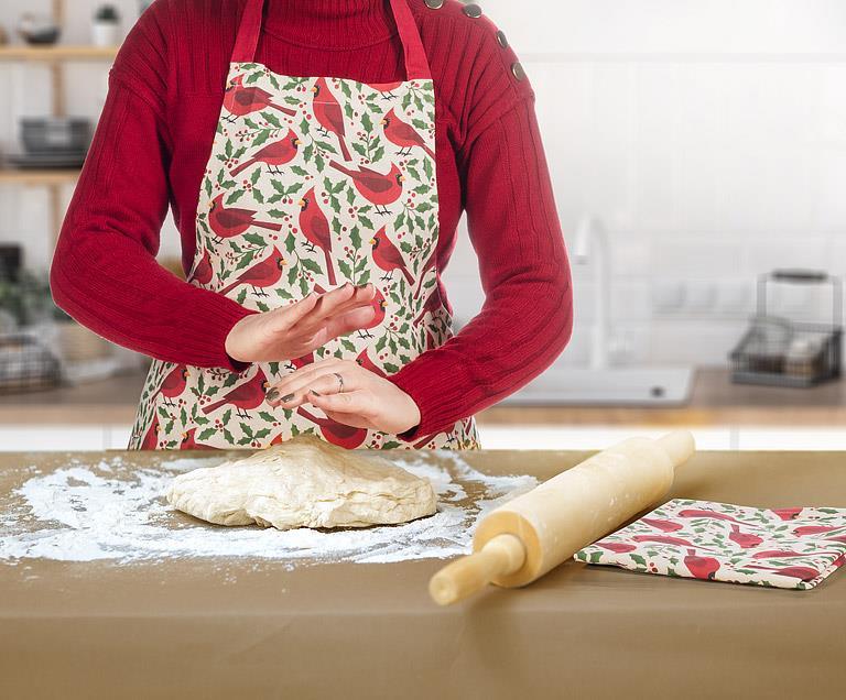 Cardinals with Holly Apron