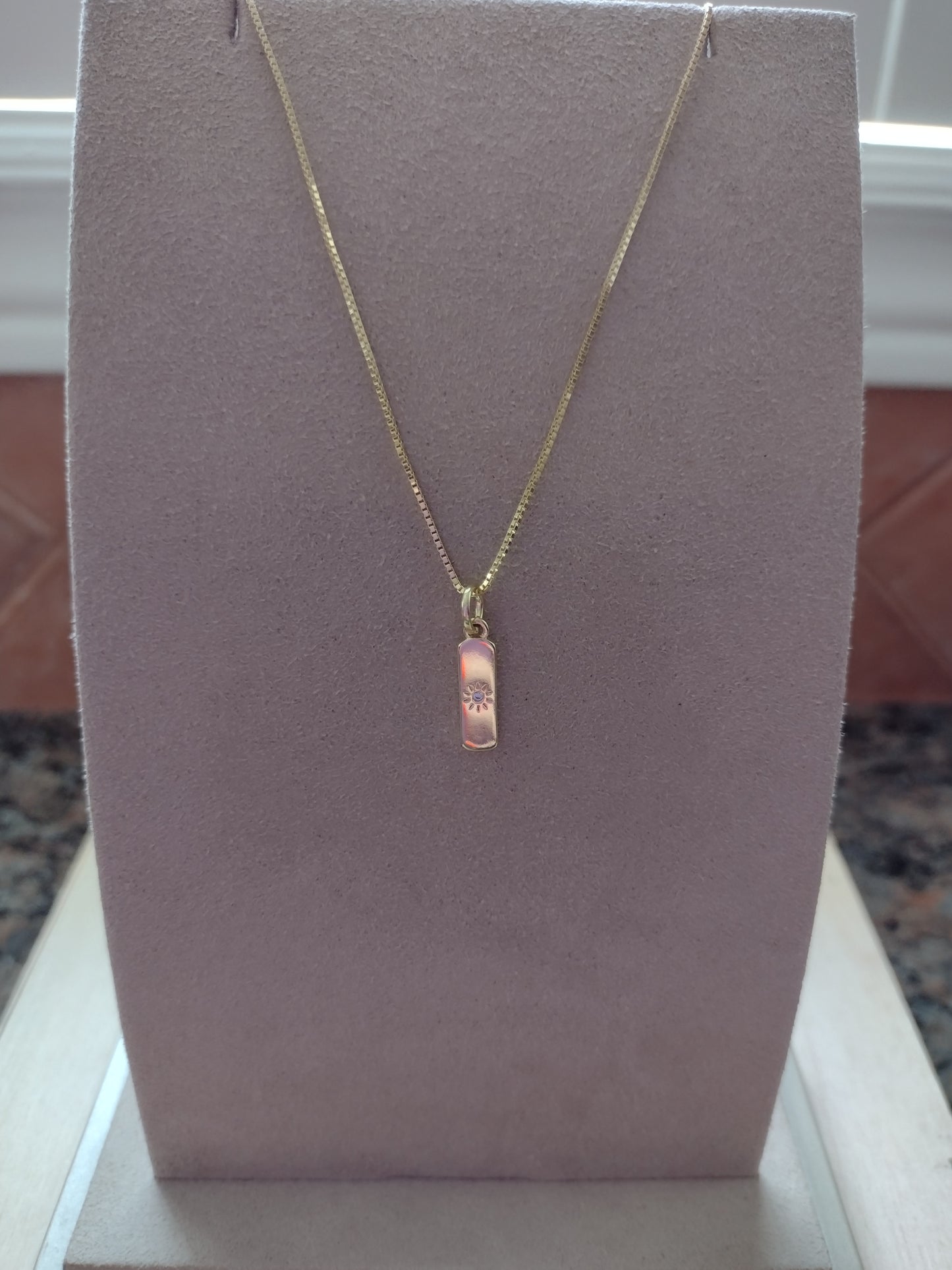 Gold Filled Rectangle Bar Necklace