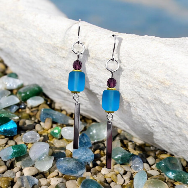 Boucles d'Oreilles Raza Howelite & Onyx Noir