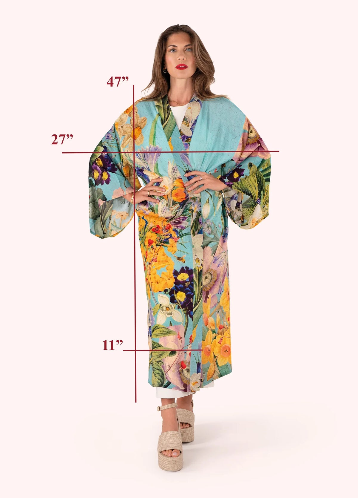 Spring Flora Long Kimono Gown
