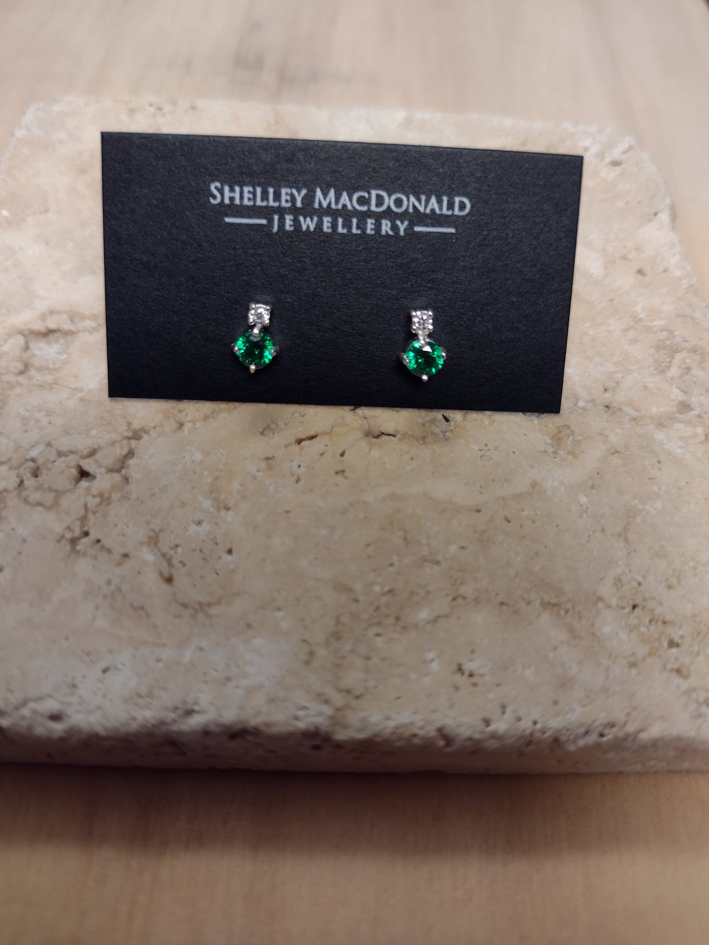 Lab Emerald Cascade Stud Earrings