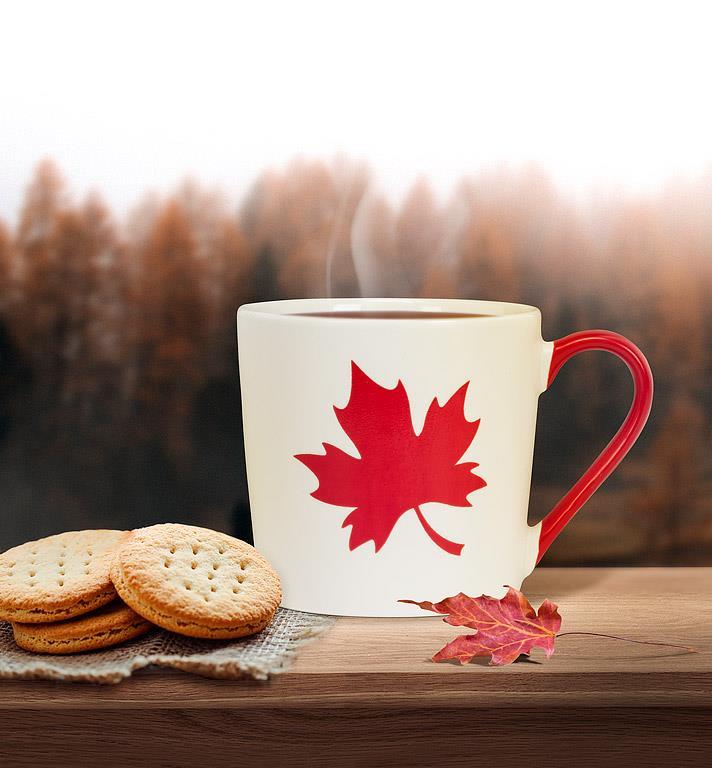 Red and White Maple Leaf Mug