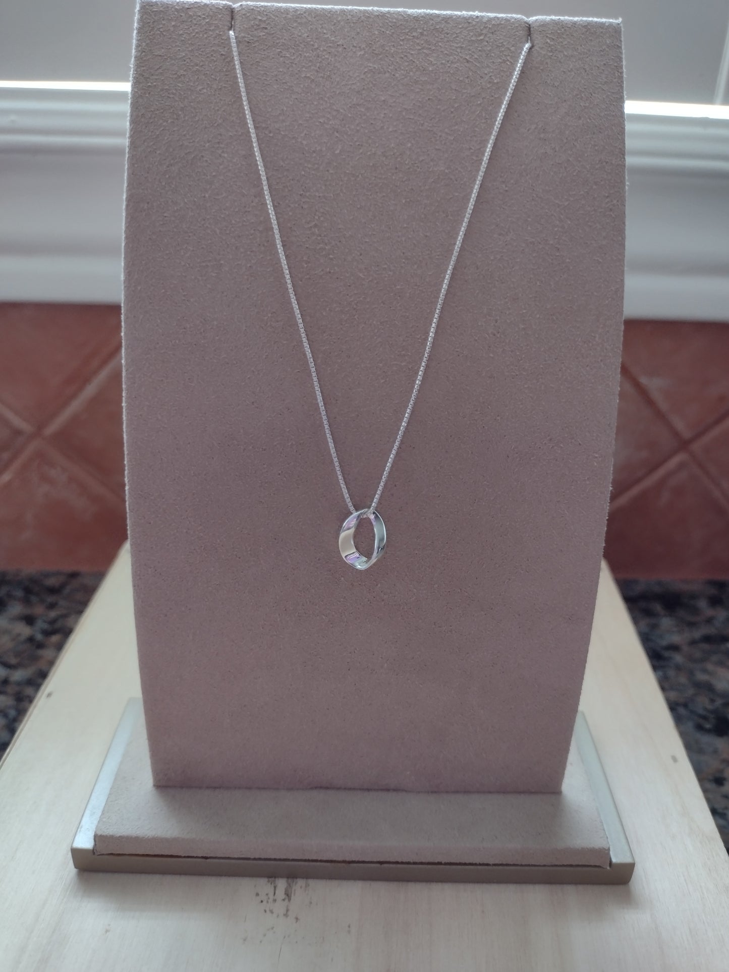 Oval Curve Sterling Silver Necklace