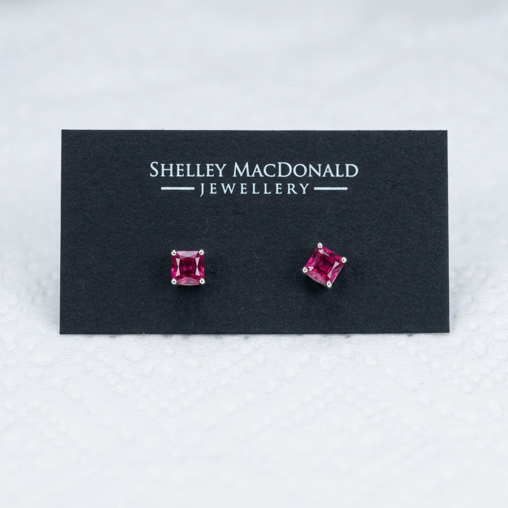 Gemstone Square Stud Earrings