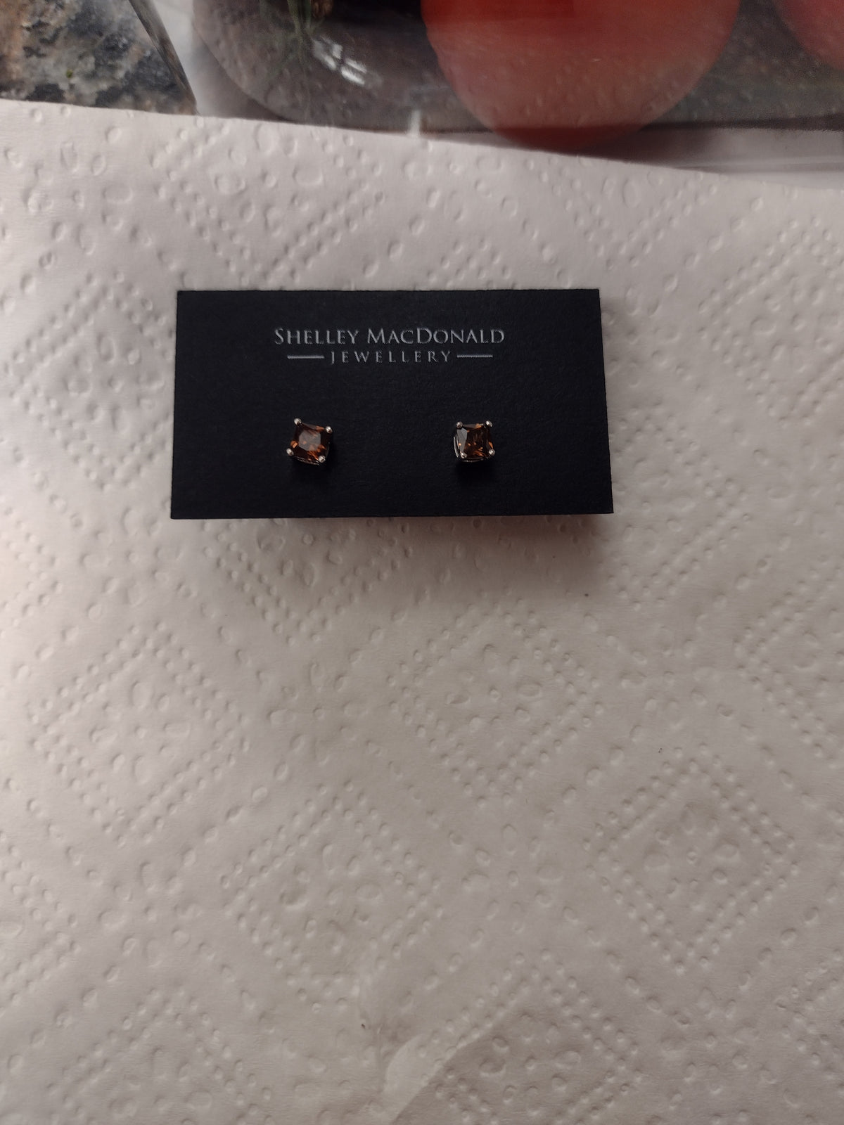 Gemstone Square Stud Earrings
