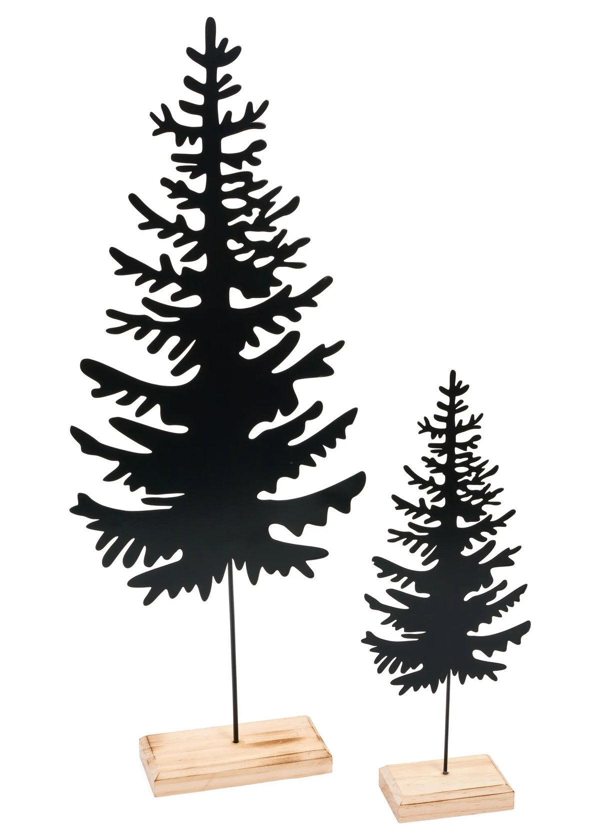 Small Black & Natural Iron and Wood Decorative Tree