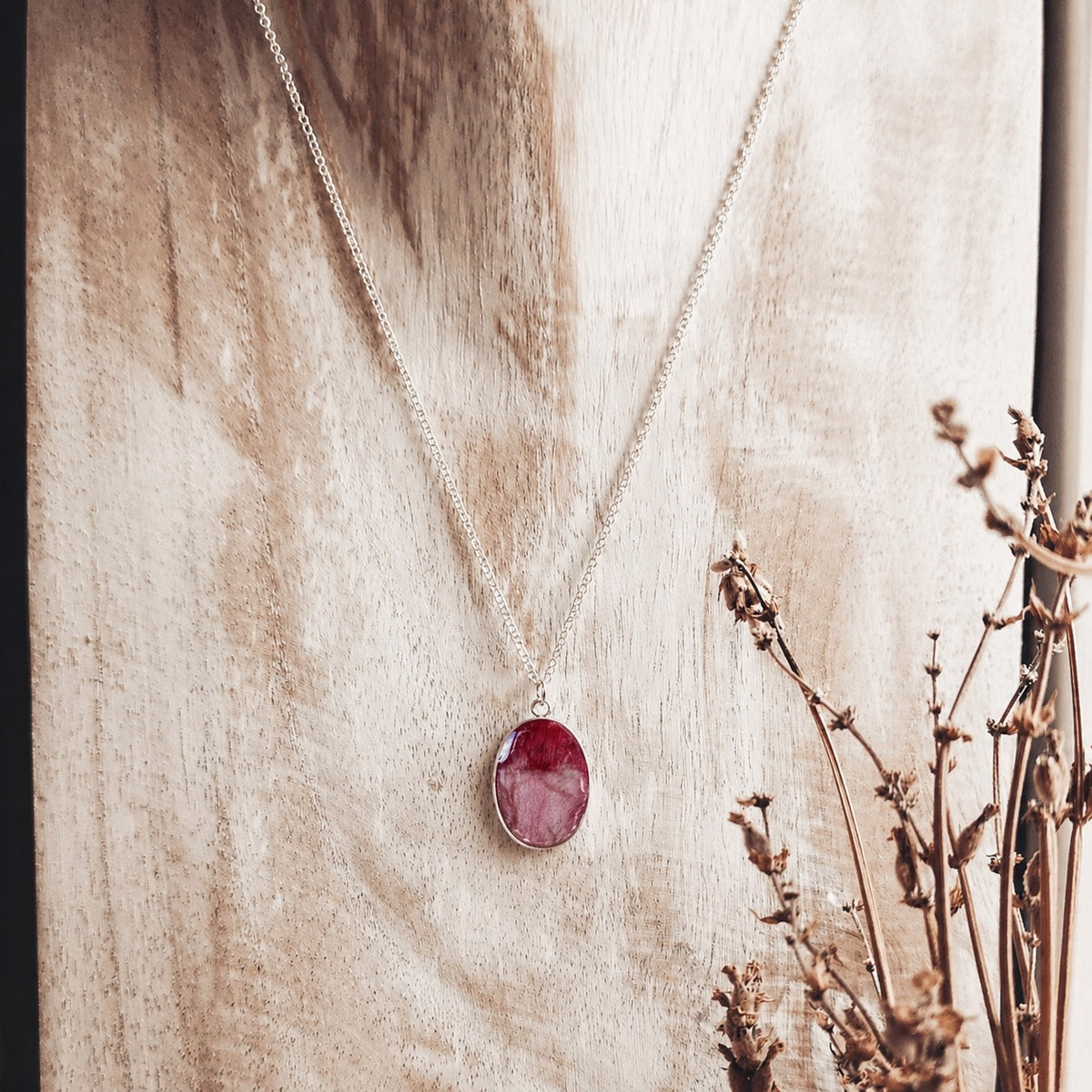 Tulip Necklace Sterling Silver 13x18mm Real Flower - Made in Canada