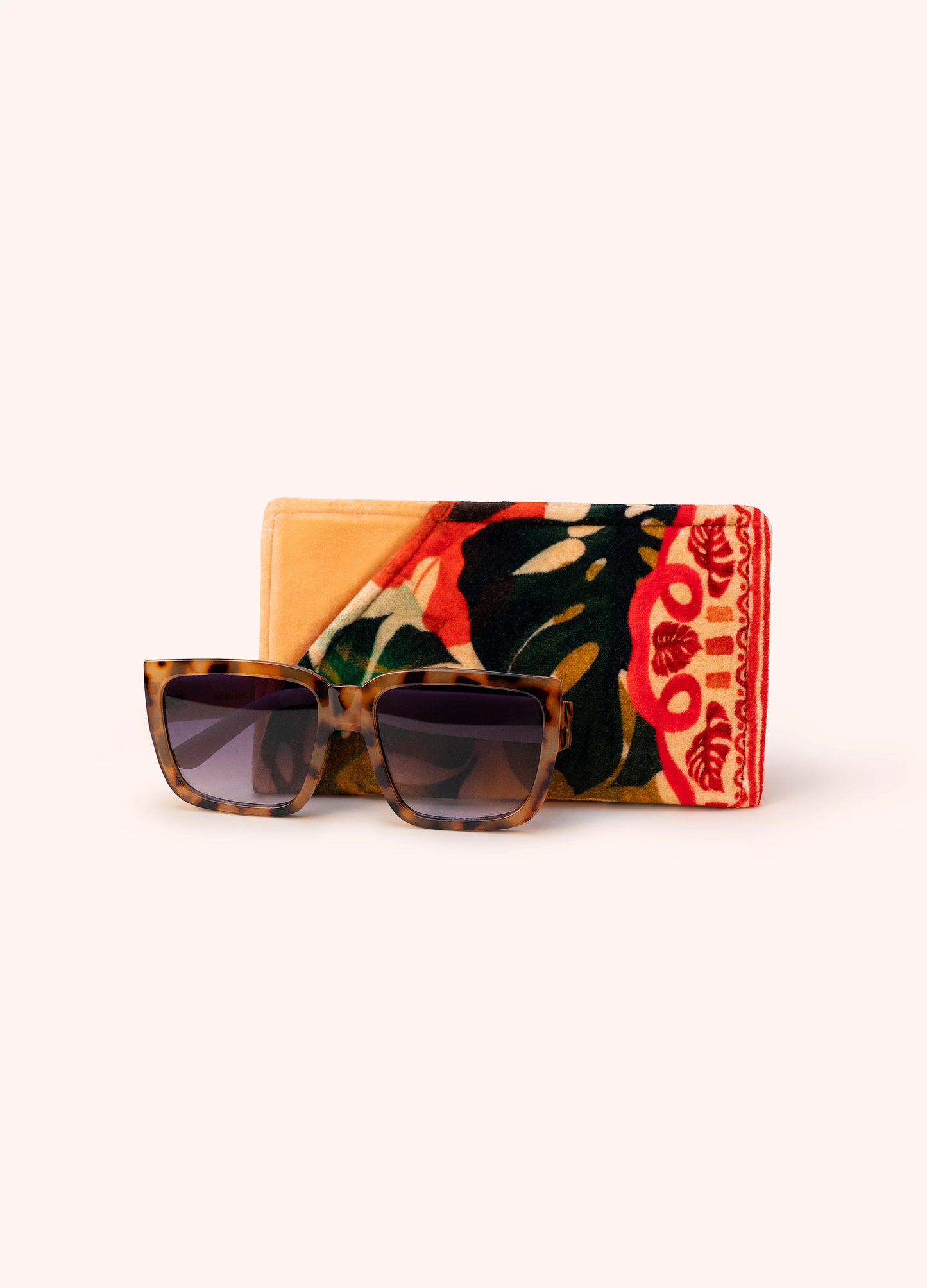 Velvet Sunglasses Pouch Exotic Leaves