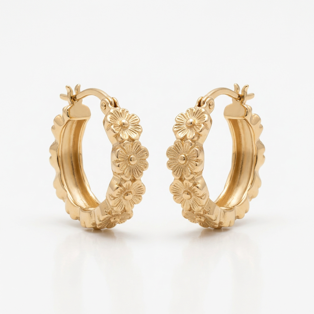 Gold Filled Flower Hoop Earrings