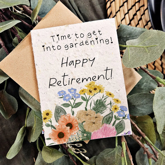 Seeded Paper Retirement Card - Time to Start Gardening