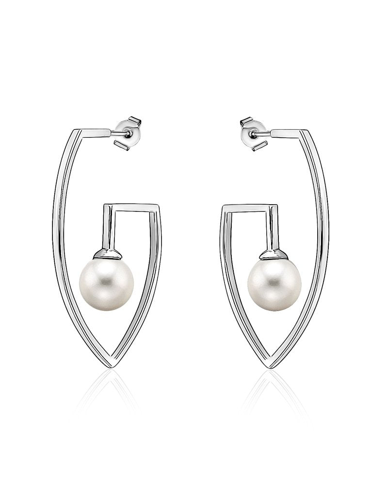Boucles d'oreilles en argent avec perle de coquillage