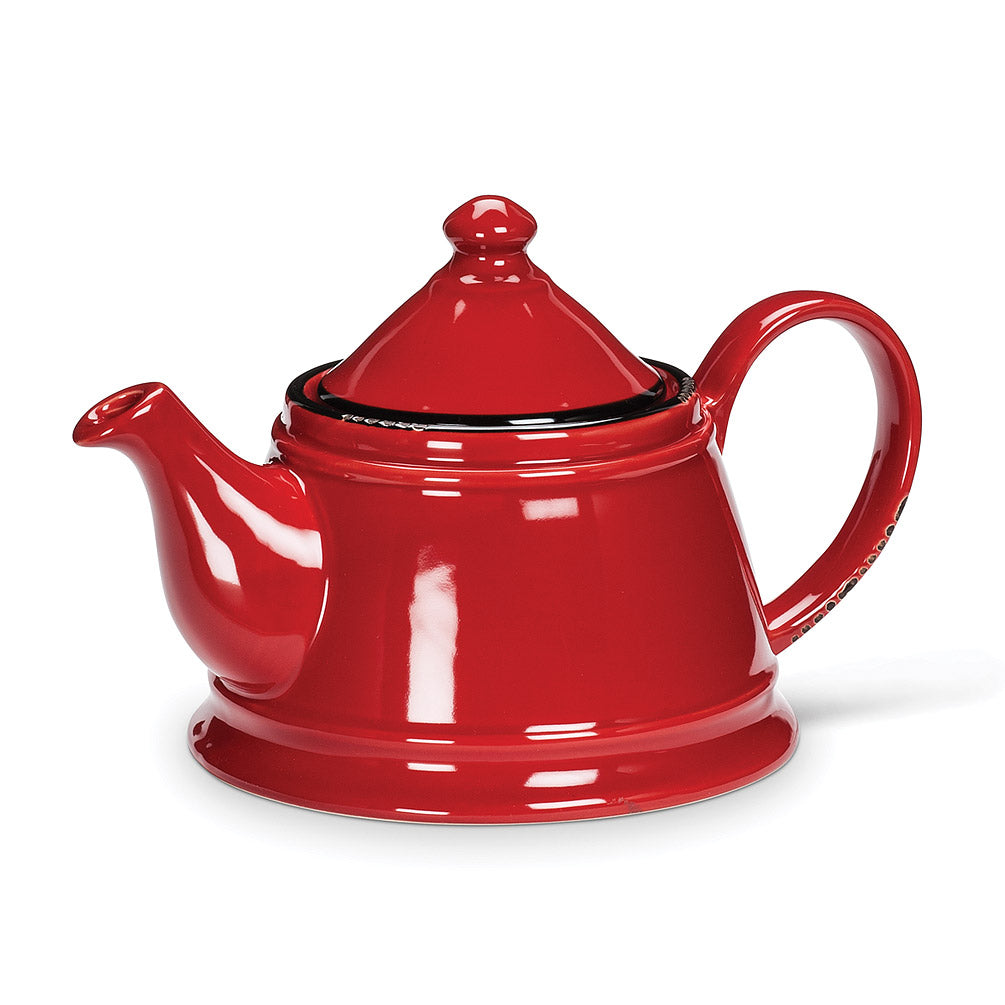 Enamel Look Red Teapot
