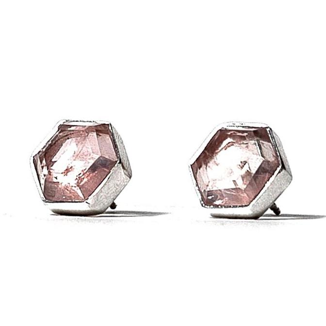 Boucles d'Oreilles Tige Abeille Quartz Rose