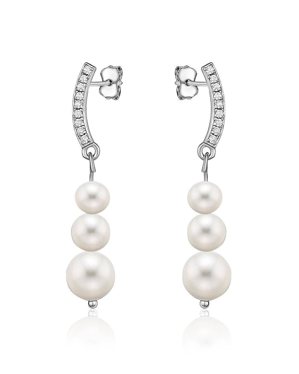 Perles d'eau douce pendantes avec zircone cubique