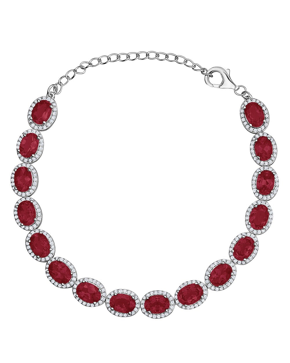Bracelet Tennis Rubis et Cubic Zirconia