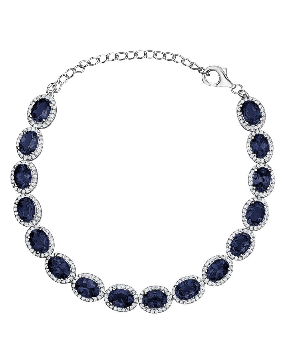 Bracelet Tennis Saphir et Cubic Zirconia