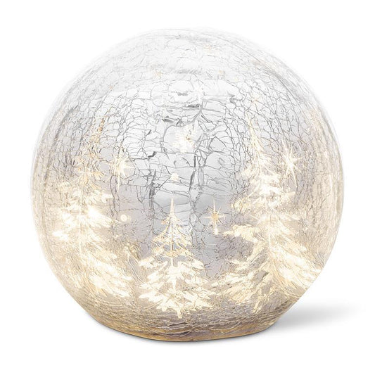 15L LED Crackle Orb w/Tree Scene Silver