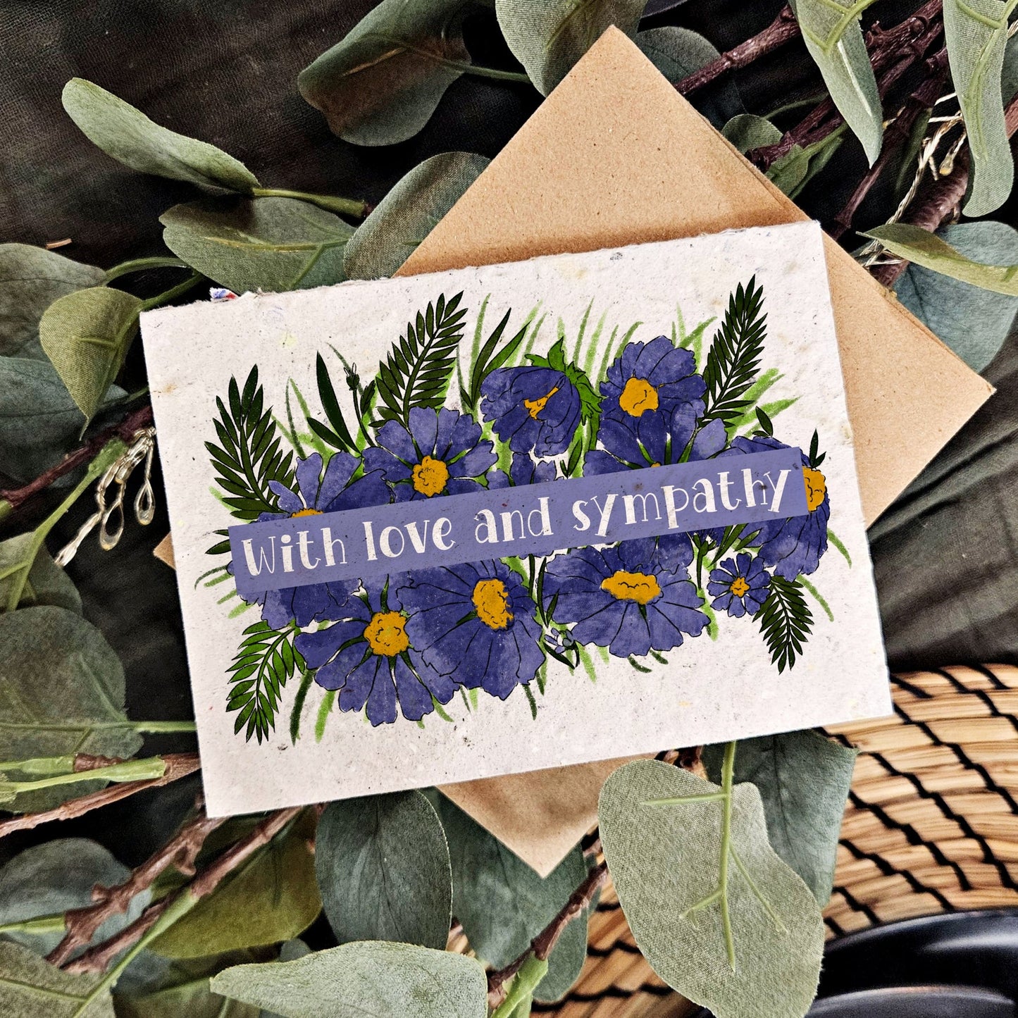 Seeded Paper Sympathy Card - With Love and Sympathy