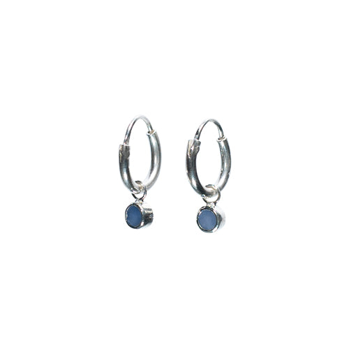 Faceted Sapphire Stone Drop Hoop Earrings