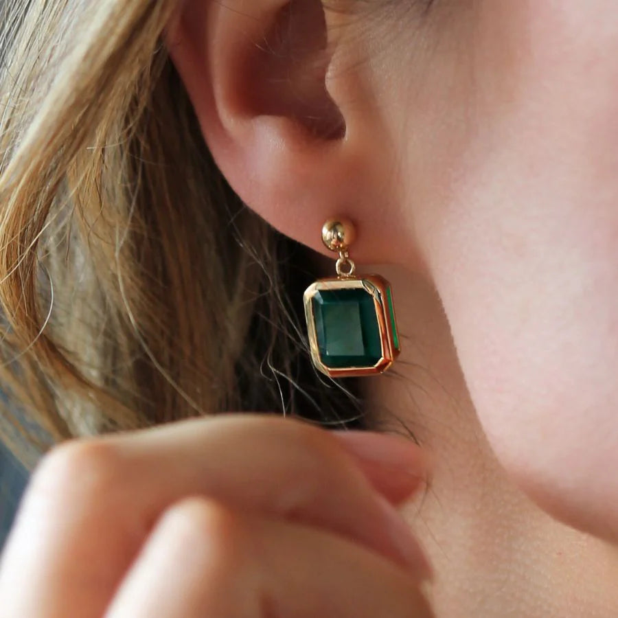 Angie Earrings Green Onyx