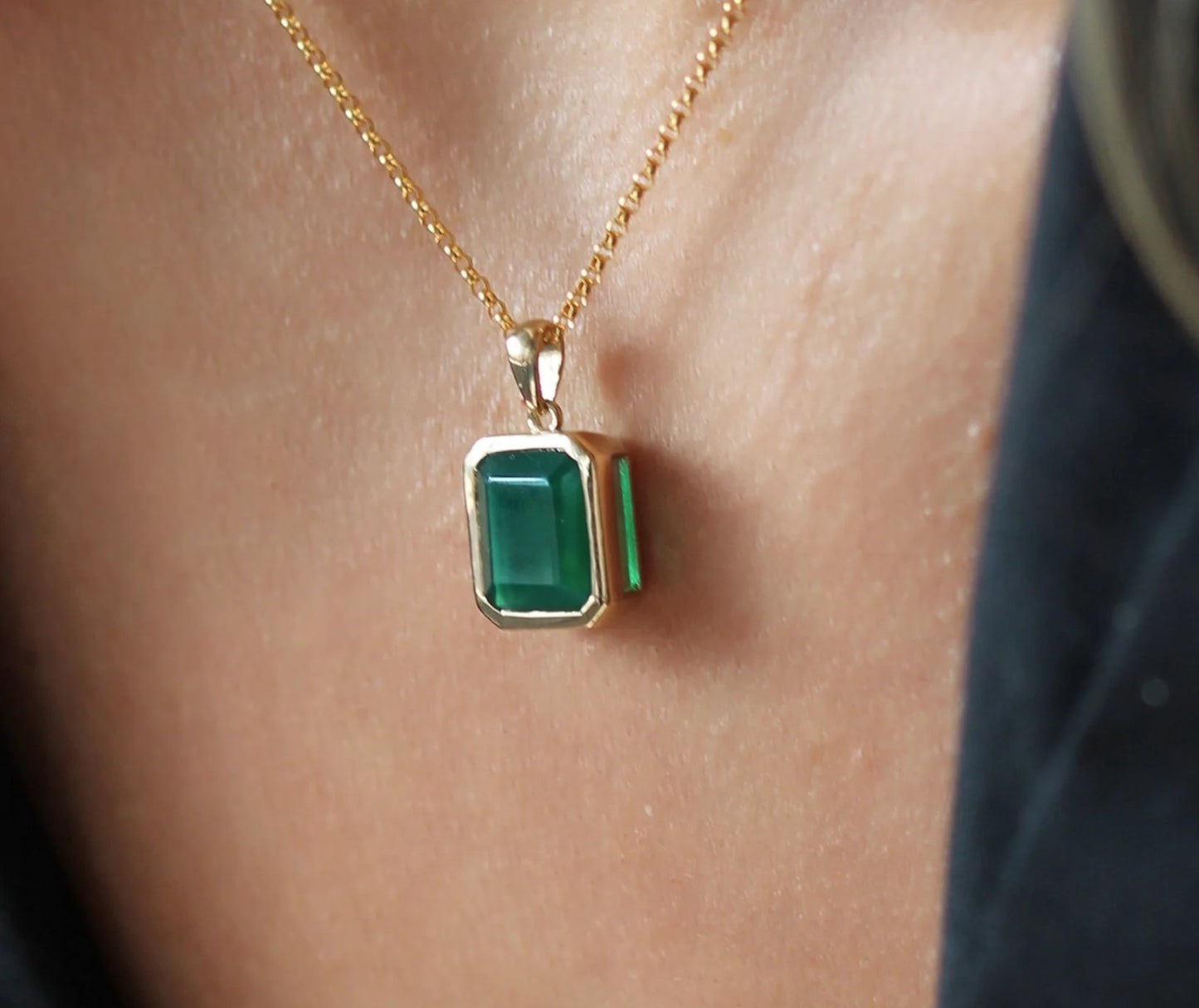 Angie Necklace Green Onyx