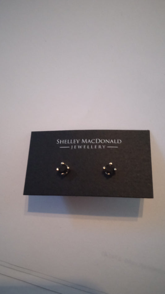 Black Spinel Studs Gold Filled