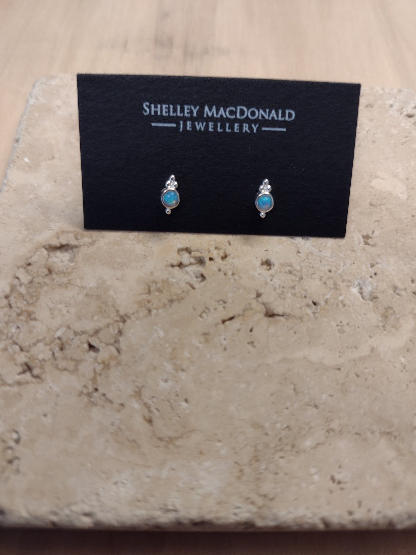 Blue Opal Filigree Stud Earrings