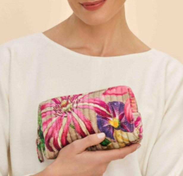 Botanicals Quilted Velvet Vanity Bag