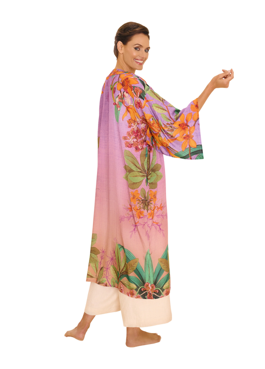 Botany Bliss Kimono Gown Lavender