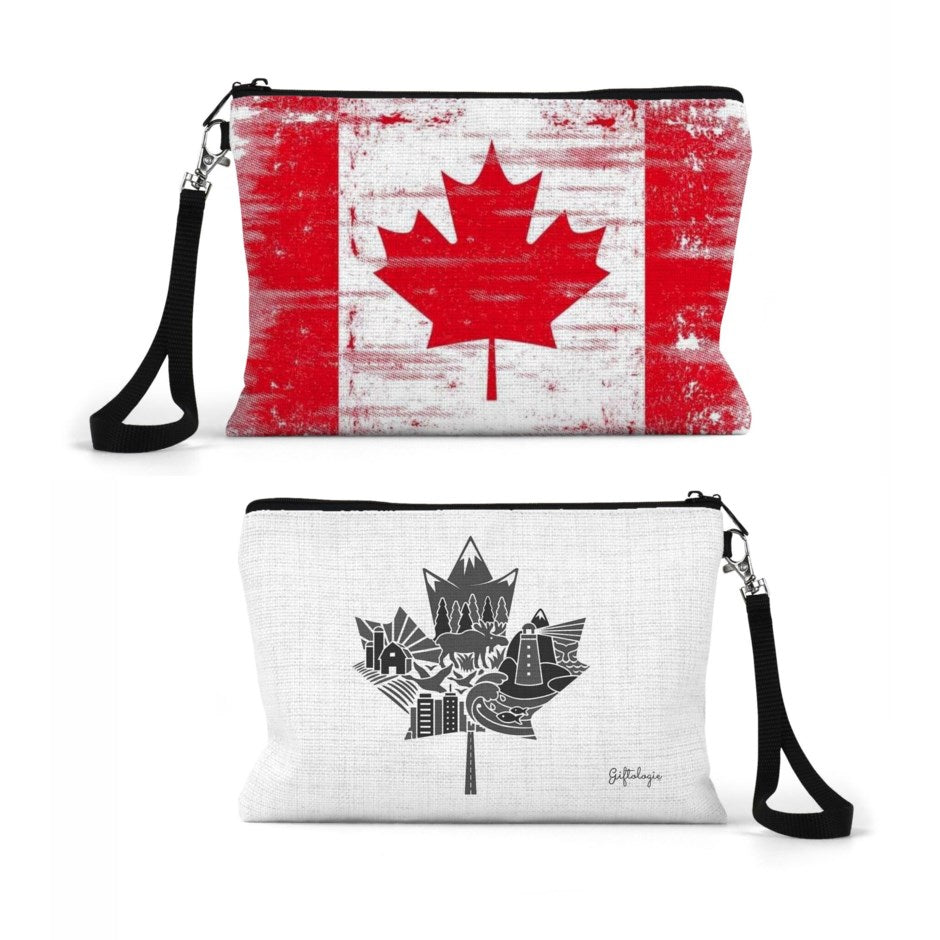 Canada Zippered Linen Pouch