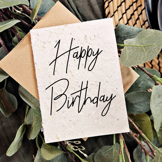 Seeded Paper Birthday Card - Classic Happy Birthday