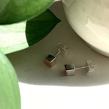 Silver & Copper Square Stud Earring