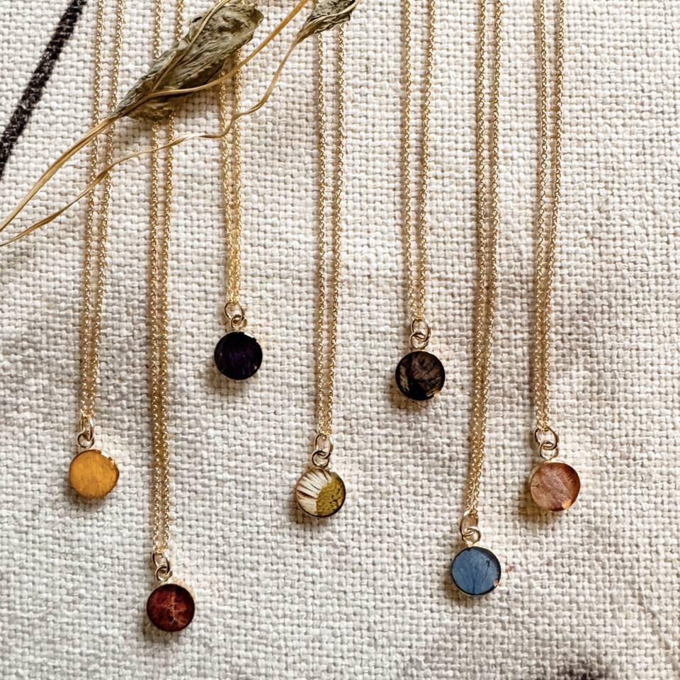 Eucalyptus Necklace Gold-Filled 8mm Round Real Flower - Made in Canada