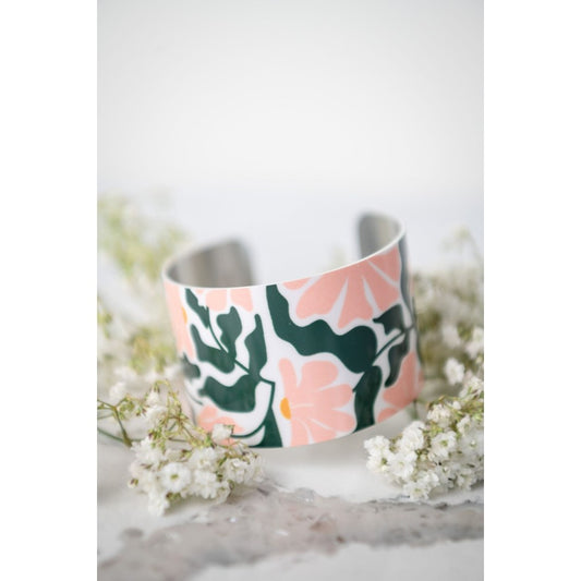 Flower Power Statement Cuff 1.5" Aluminum - Canadian Made