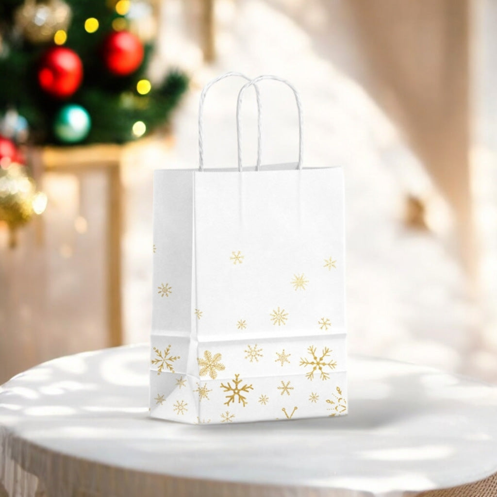 Gold Snowflake Holiday Gift Bag