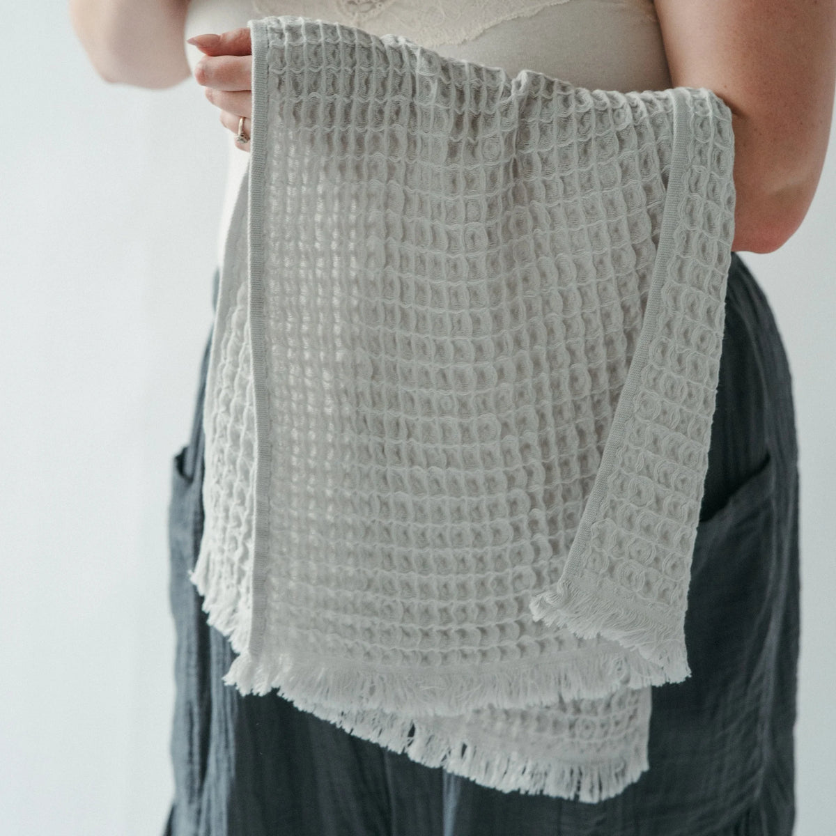 French Waffle Hand Towel - Silk Grey