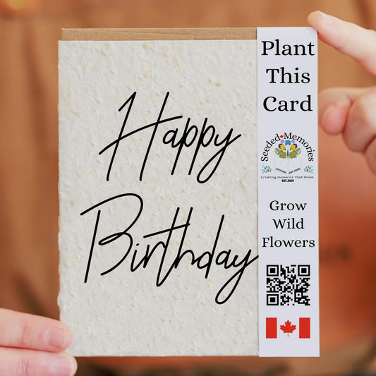 Seeded Paper Birthday Card - Classic Happy Birthday
