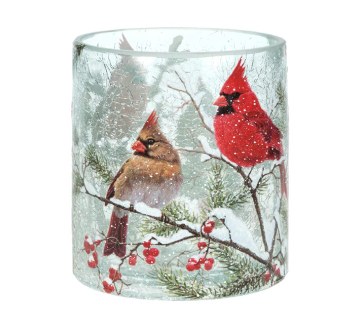 Hurricane Candleholder with Cardinals