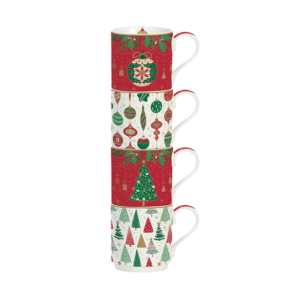 Jingle Bells Set of 4 Stacking Mugs