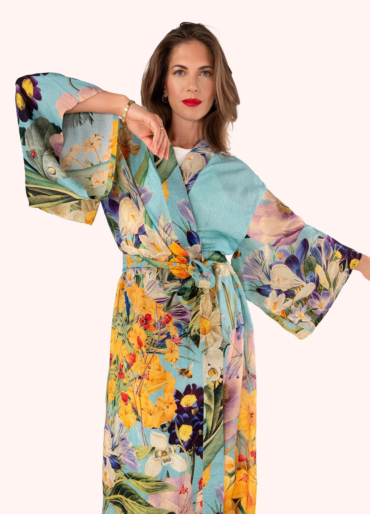 Spring Flora Long Kimono Gown