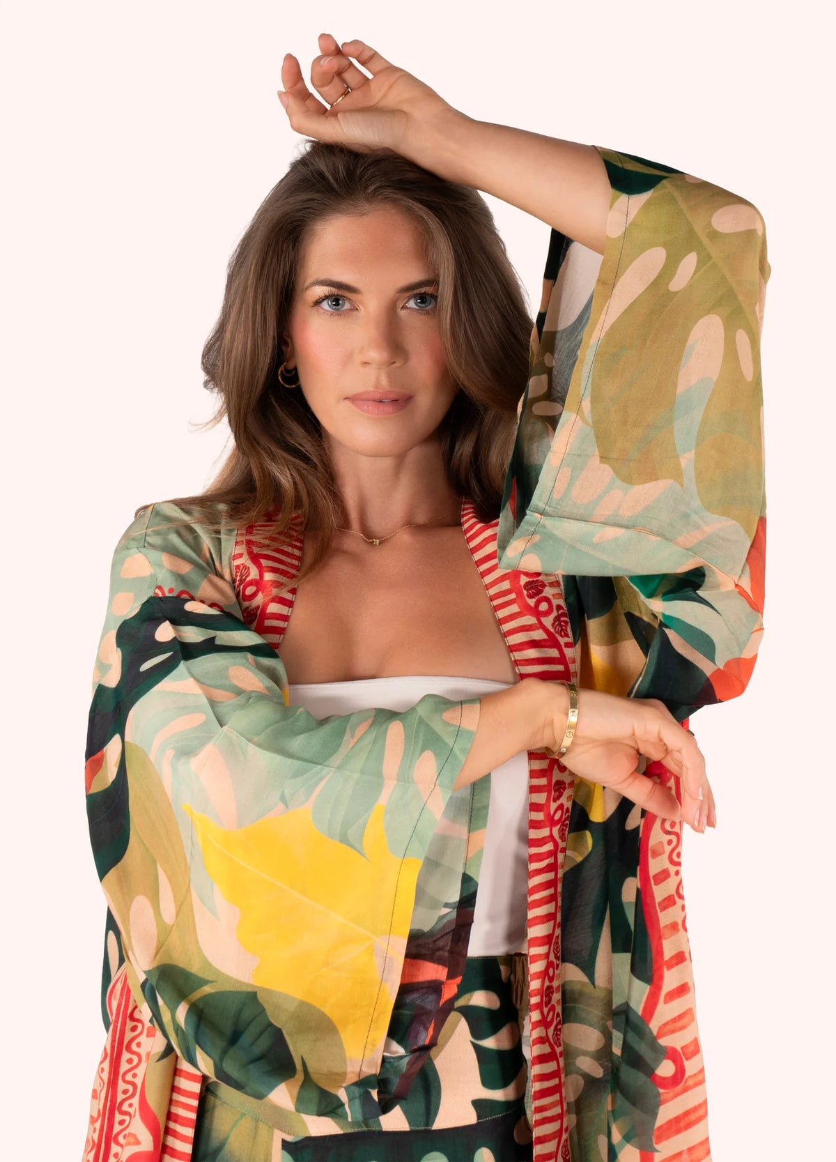 Exotic Leaves Short Kimono Jacket