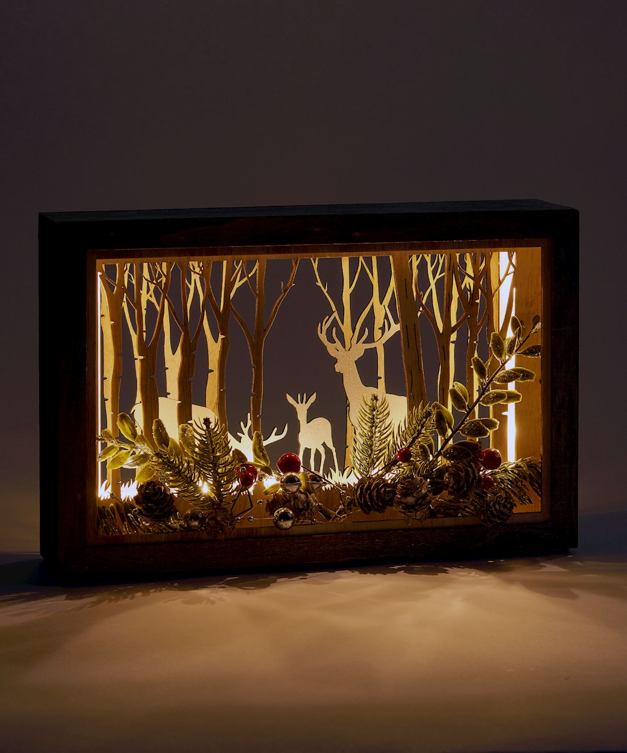 LED Shadow Box with Forest Scene